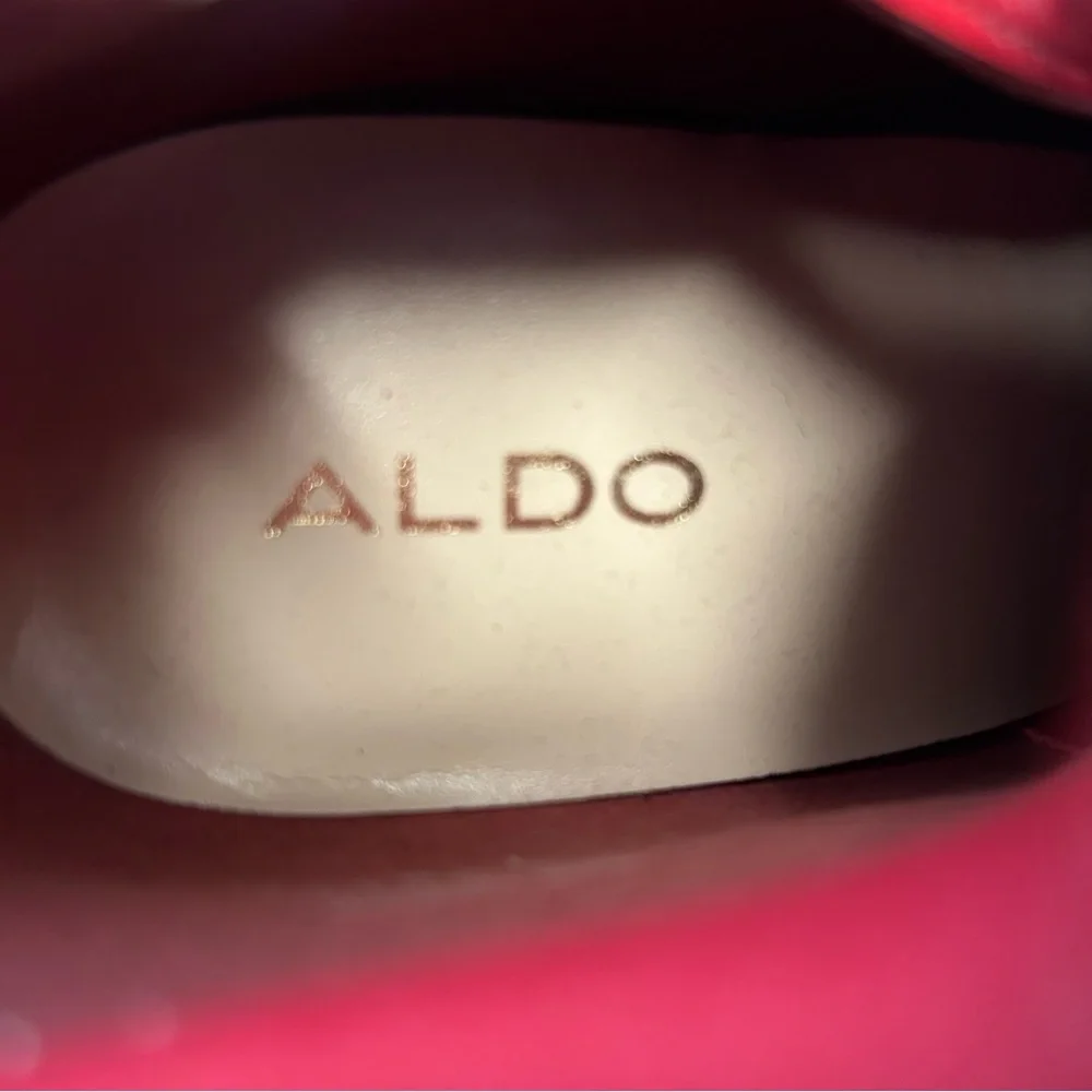 Aldo red satin stiletto thigh high over the knee high heel boots Sz 7